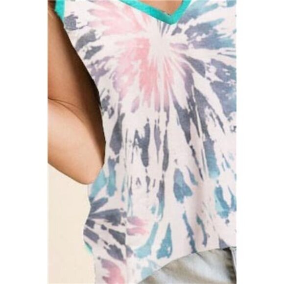 BiBi Tie Dye French Terry Knit Sleeveless Top - Picture 3 of 3